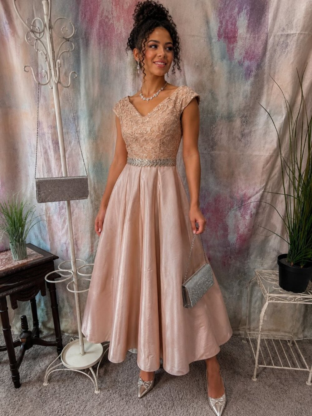 VTG 📌Rory Luxury Beaded Lace Satin Rose Gold Prom - Ball - Cruise Gown